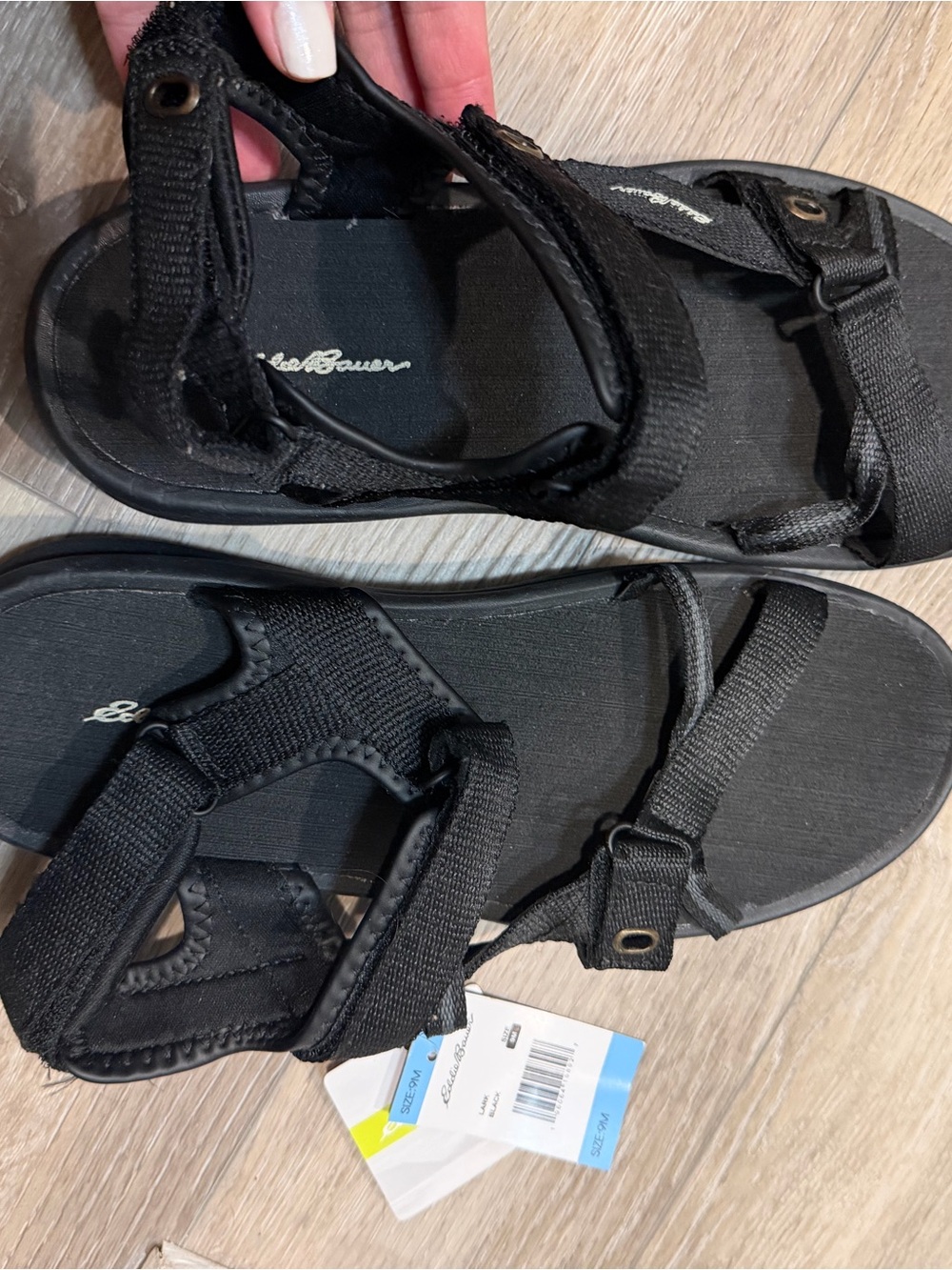 Eddie Bauer Black Youth Adjustable Strap Sandals